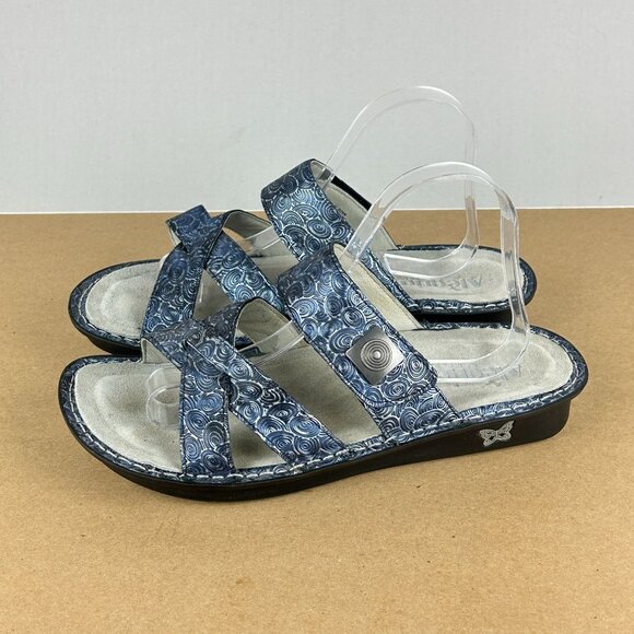 Alegria Victoriah Slide Sandals Womens 10.5/11 EU 41 Blue Leather Hook and Loop - Picture 1 of 10